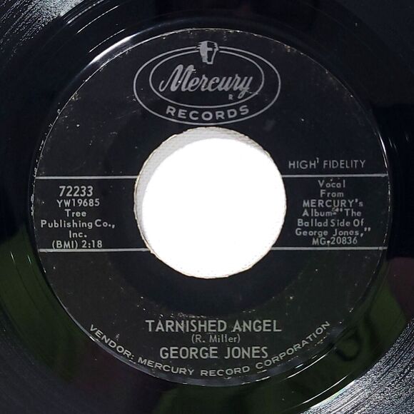 George Jones 45 The Last Town I Painted / Tarnished Ángel on Mercury VG Country - Picture 2 of 2